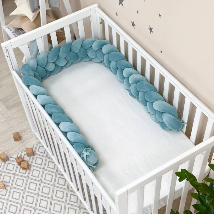Protectie laterala patut bebe tripla menta inchis